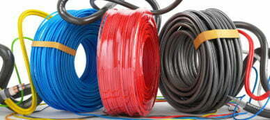 Color,cable,coils,on,a,white,background.,3d,illustration